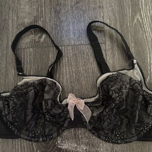 Wacoal Black Lace Bra with Soft Pink Accent